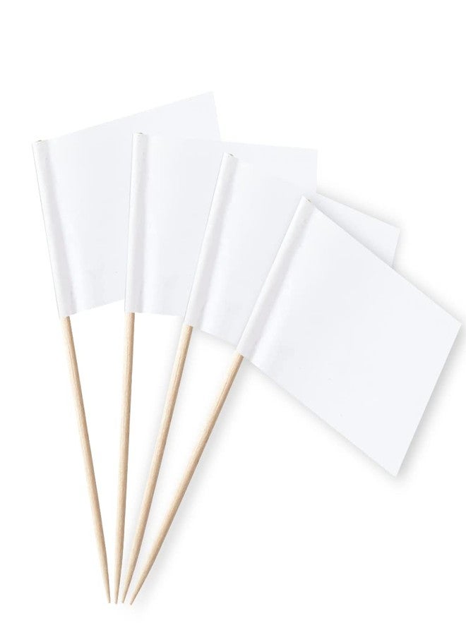 mflagperft Blank Flag Toothpicks Food Labels for Party Buffet Small Mini Toothpick Flags Cocktail Picks Food Signs for Appetizers, Cupcakes, Charcuterie, and Buffet(White) - Image 1